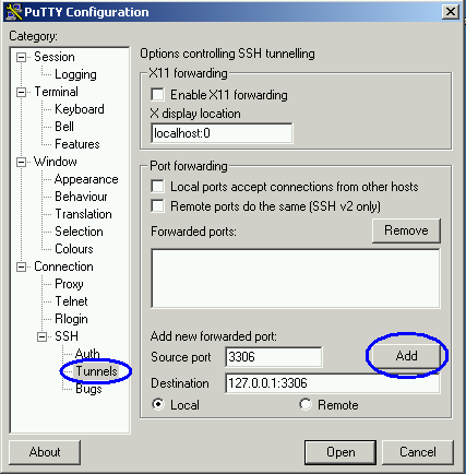 mysql command line ssh tunnel to remote server